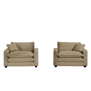 English Elm Luxurious Deep Seated Sofa Set With 2 Chairs In Tan Corduroy - Perfect For Modern Living Spaces! W714S00784
