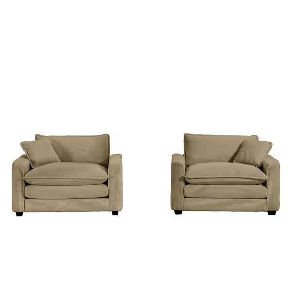 English Elm Luxurious Deep Seated Sofa Set With 2 Chairs In Tan Corduroy - Perfect For Modern Living Spaces! W714S00784