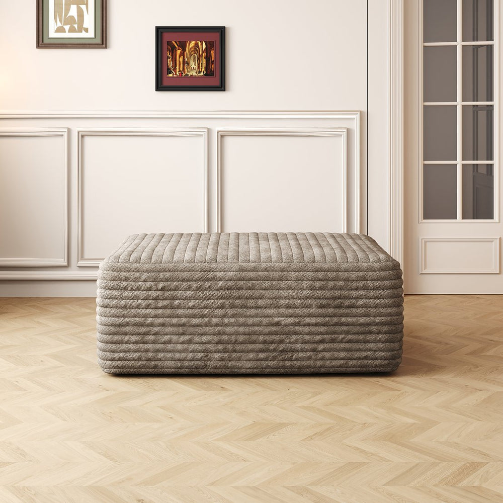 English Elm 37.40"Sofa Plush Corduroy Ottoman Camel - No Assembly, Modular Reversible Chaise, Cozy Foam Seating W2824P239973