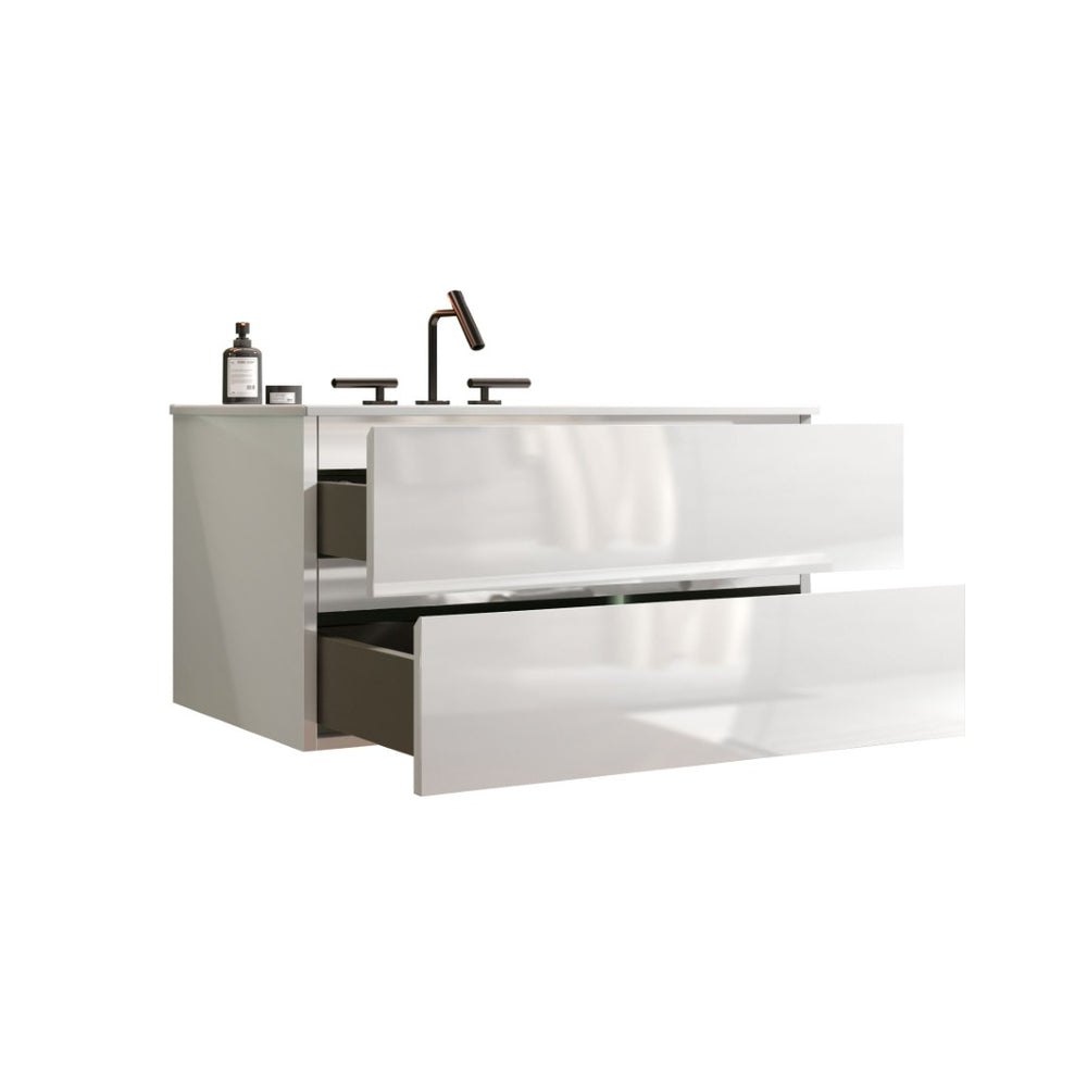 English Elm Tia 36" Glossy White Wall-Mounted Bathroom Vanity With Spacious Storage & Integrated Ceramic Sink W1865S00076-GIGA