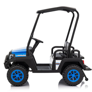 English Elm 24v Kids Electric Ride on Truck Four Seat All Wheel Drive Spring Suspension Sunshade Blue W1578P381256