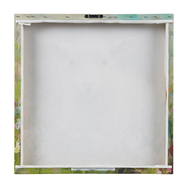 JLA Home Madison Park - Lamb Pastoral Canvas Wall Art — Whimsical Tessa Kane Lamb Illustration, Framed 16"x16" for Cozy Rooms Lamb/Green Multi ID95C-0049
