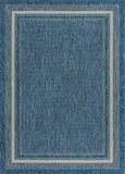 Unique Loom Outdoor Border Soft Border Machine Made Border Rug Blue, Ivory/Gray 7' 1" x 10' 0"