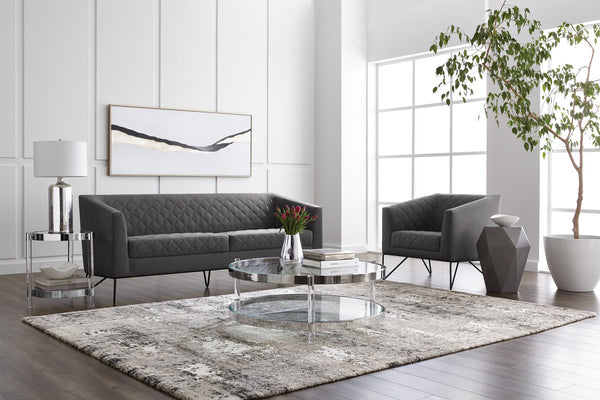 Sunpan Frequency Wall Art - Hand-Painted Black & Silver Textured Masterpiece with Antique Silver Frame