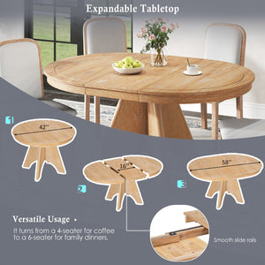 English Elm Trexm Rustic Farmhouse Extendable Dining Table Oak Veneer Drop Leaf Seats Six Natural Wood Wash N715P399861D