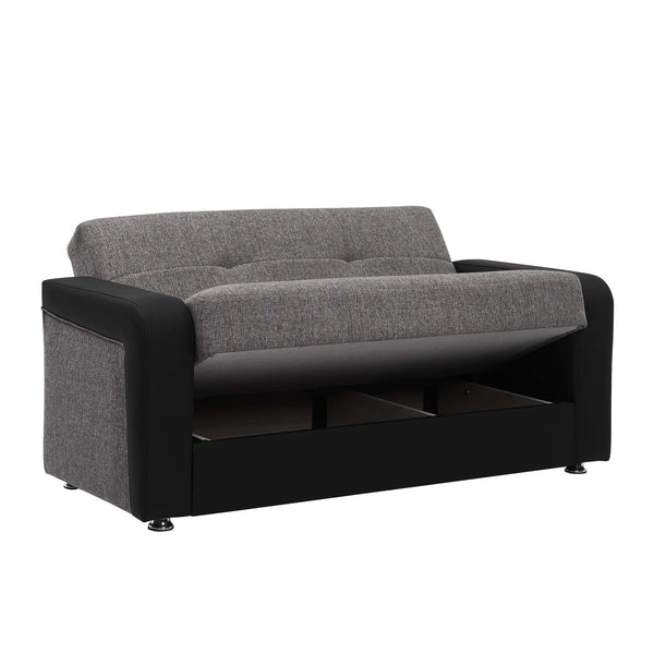English Elm PrimeNest Upholstered Convertible Loveseat with Storage and Sleeper Function, Chenille Comfort Black PU,Gray B030P281728