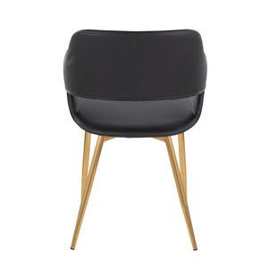 English Elm Margarite Contemporary Accent Dining Chairs Set Of 2 In Gold Metal & Black Faux Leather - Chic Comfort B202S01271