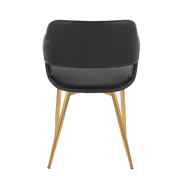 English Elm Margarite Contemporary Accent Dining Chairs Set Of 2 In Gold Metal & Black Faux Leather - Chic Comfort B202S01271