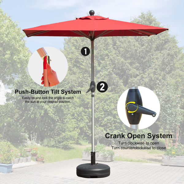 English Elm Rectangle Patio Umbrella with Crank Lift and Tilt, UV-Resistant 180G Polyester Canopy, Ventilated Shade (Base Not Included) Brick red W1859P353586