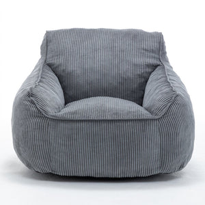 English Elm Giant Corduroy Bean Bag Sofa with Armrests Foam Filled Cozy Adult Lounge Chair Dark Gray W2200P442800