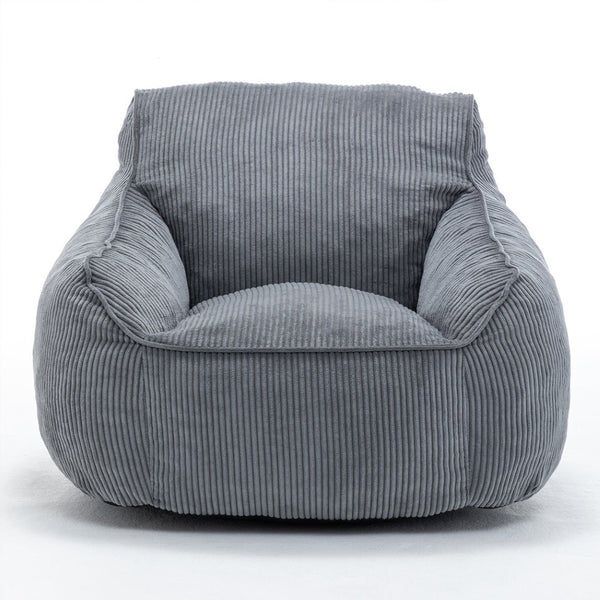 English Elm Giant Corduroy Bean Bag Sofa with Armrests Foam Filled Cozy Adult Lounge Chair Dark Gray W2200P442800