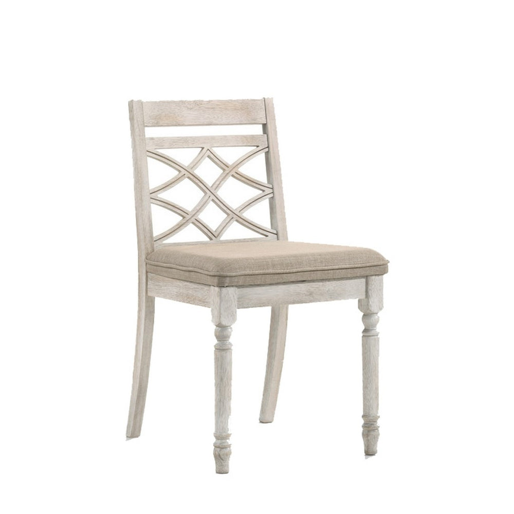 English Elm 19 Inch Cross Back Farmhouse Dining Chairs Padded Seats Distressed Wood Set of 2 B056P416831