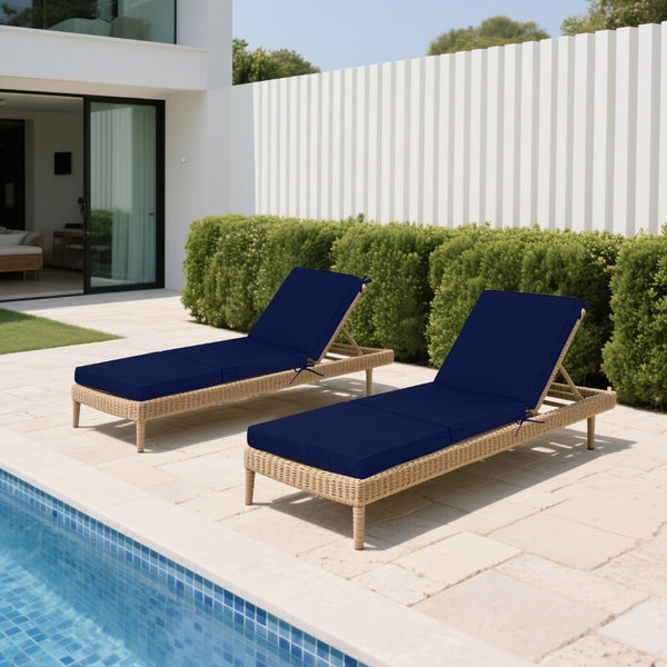English Elm Outdoor Chaise Lounge Replacement Cushions Tri Fold Memory Foam Water Resistant Patio Set Navy Blue W419P460573
