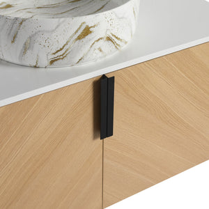 English Elm 36" Modern Bathroom Vanity With Ceramic Sink & Stone Slab, Wall-Mounted, Soft-Close Doors, Oak Finish W999S00450
