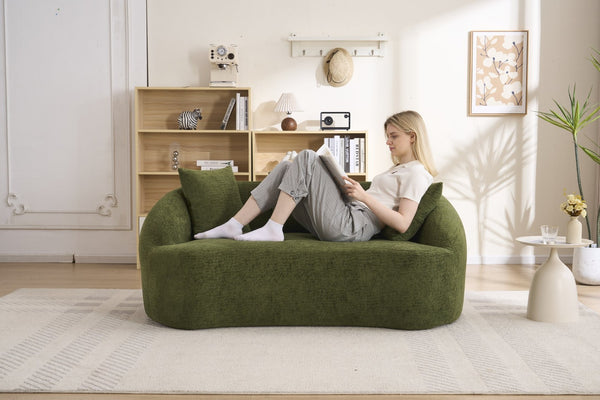 English Elm Ly-049s Curved Chenille Loveseat with Boneless Frame for Modern Living Spaces Green W2231P402441