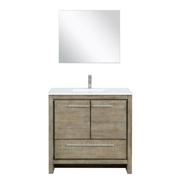 English Elm Rustic Acacia Bath Vanity Set With Cultured Marble Top, Brushed Nickel Faucet & Matching Mirror B2731S02072-GIGA