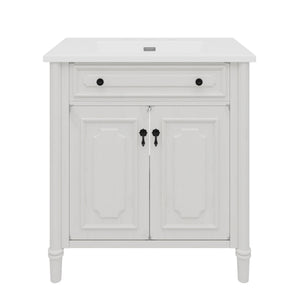 English Elm Christopher Knight Home® - 30 Inches Vintage Bathroom Vanity With Sink, Rustic Faux Aged Finish, Soft Close Doors & Storage Shelf N817P299472W