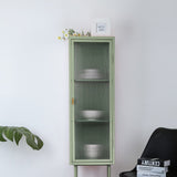 English Elm Retro Style Freestanding Metal Tall Display Cupboard With Glass Door and Three Detachable Shelves For Office, Living Room, Kitchen Console Sideboard,Bedside Entryway Mint Green (Old Sku:W68751718)