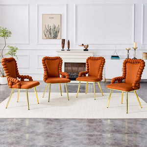 English Elm Set of 2 Velvet Dining Chairs Sculptural Bubble Back Gold Legs Glam Accent Seating W3875P370856