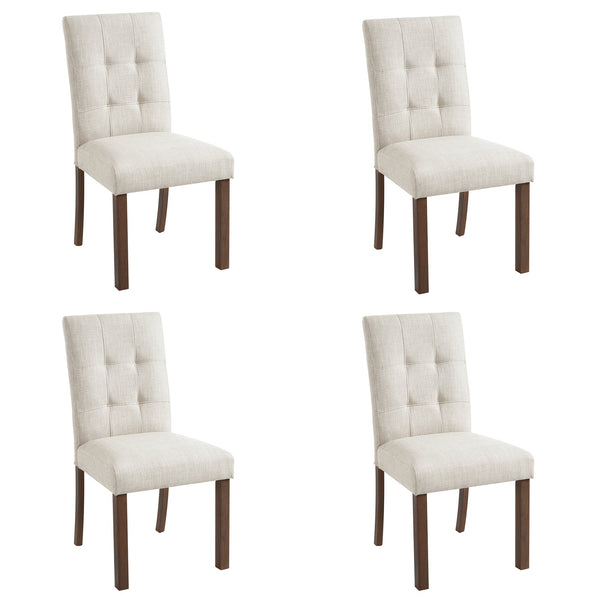 English Elm Wooden Modern Dining Chairs Set of 4 with Upholstered Beige Fabric, Rubber Wood Legs, 250lb Capacity Walnut N752P300578D
