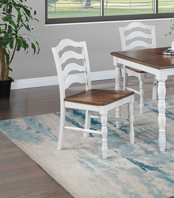 English Elm White 5-Pc Dining Set Rustic Ranch Style Table and 4 Ladder-Back Chairs with Woodgrain Top, Ergonomic Comfort Oak,White 51 L x 40 W x 13 H B011P313697