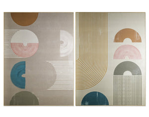 Sunpan NEW BEGINNINGS Set of 2 Modern-Retro 48" x 64" Art Panels in Natural Floater Frames for Any Space A0354