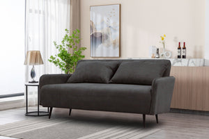 English Elm Lawson 61" Black Fabric Convertible Loveseat Sleeper with Pillows — Space-Saving Chic for Small Homes B061P264639