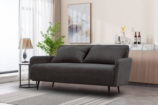 English Elm Lawson 61" Black Fabric Convertible Loveseat Sleeper with Pillows — Space-Saving Chic for Small Homes B061P264639