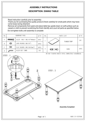 English Elm Light Column-Base Dining Table 78"x42" Acacia Veneer Rectangle Seats Six Modern Elegant Finish LIGHT GREY 84 L x 48 W x 8 H B011P193970