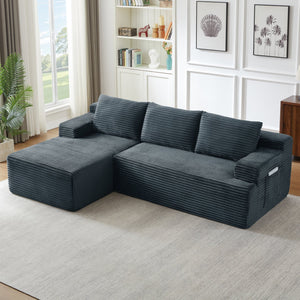 English Elm L-Shaped Modular Cloud Sectional Sofa – Deep Seat, No Assembly, Durable Corduroy, Perfect For Homes W2339P409428