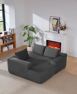 English Elm 105" Cloud Modular Sectional Corduroy Upholstered Deep Seat Sofa for Living Room W3975S00011