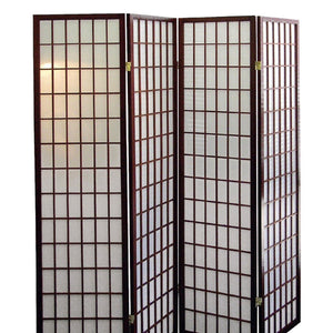 English Elm 70" Tall 4-Panel Screen - Elegant Japanese Room Divider With Cherry Finish For Stylish Privacy Solutions B072115971