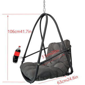 English Elm Swing Egg Chair With Stand - Stylish Wicker Rattan Basket For Indoor/Outdoor Relaxation & Comfort W2707P296438-GIGA