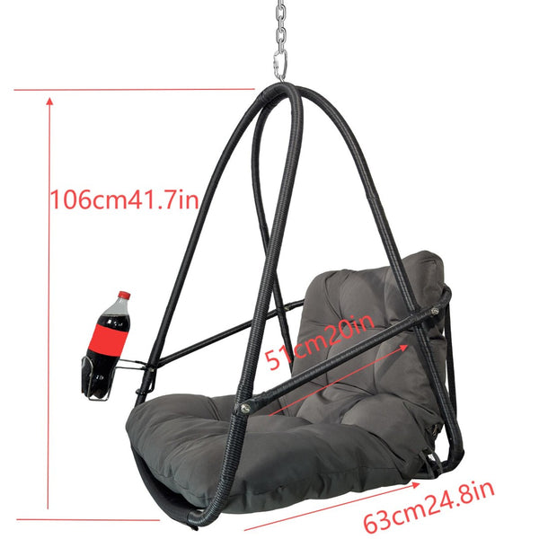 English Elm Swing Egg Chair With Stand - Stylish Wicker Rattan Basket For Indoor/Outdoor Relaxation & Comfort W2707P296438-GIGA