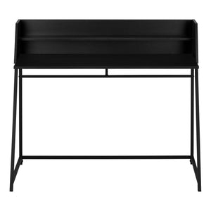 English Elm Computer Desk - Modern Black Laminate & Metal Workstation With Hutch For Home Office & Small Spaces B2710P219833