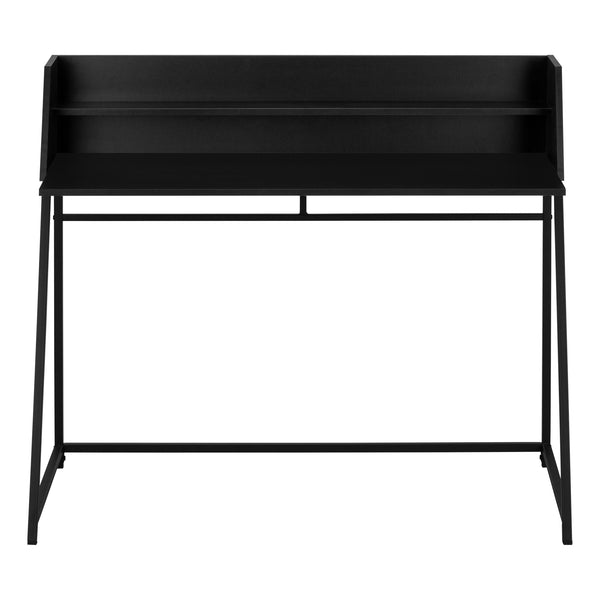 English Elm Computer Desk - Modern Black Laminate & Metal Workstation With Hutch For Home Office & Small Spaces B2710P219833