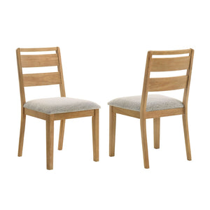 English Elm Set of 2 Ladder Back Dining Chairs Washed Oak Frame Bouclé Cushion Farmhouse B016P453424