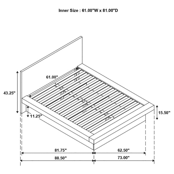 English Elm Piero Wire-brushed Oak Veneer Queen Bedroom Set with Louvered Panels Coastal Style B062S00736