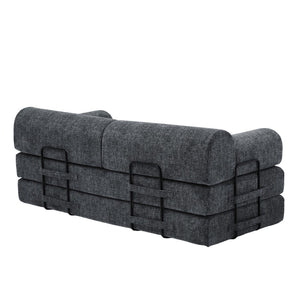 English Elm Convertible Bouclé Floor Sofa Bed Loveseat Daybed for Studio Living Room Black W5532P458418