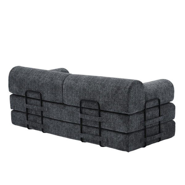 English Elm Convertible Bouclé Floor Sofa Bed Loveseat Daybed for Studio Living Room Black W5532P458418