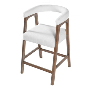 English Elm 24'' Upholstered Counter Stools with Arms Beige Set of 2 for Kitchen Island Walnut N780P354192D