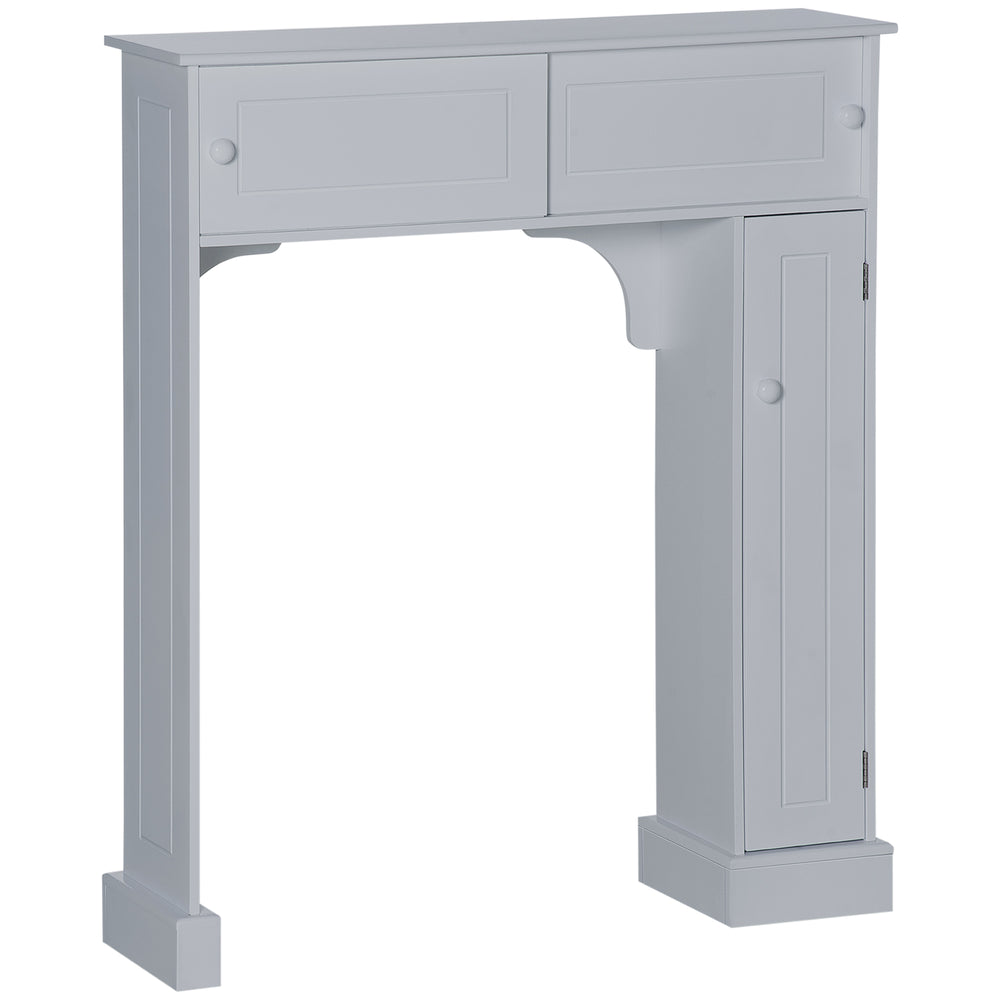 English Elm kleankin Over Toilet Storage Cabinet Gray — Space-Saving 4 Cubbies, Adjustable Shelf, Sliding Top Doors, Durable MDF (35" W x 41" H) W2225P173965