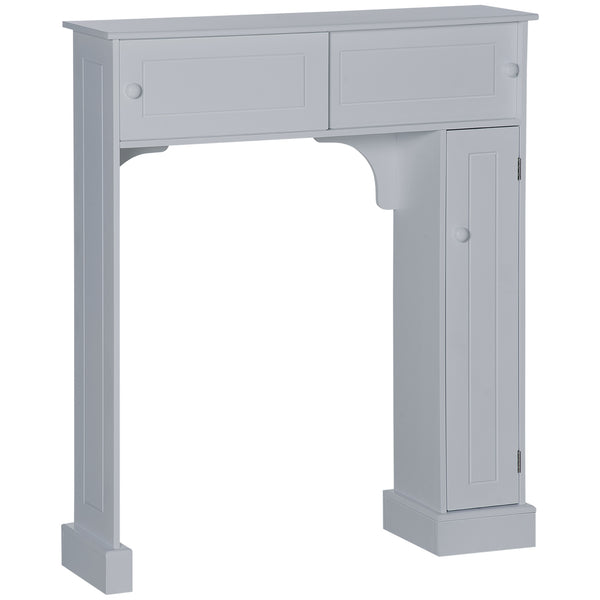 English Elm kleankin Over Toilet Storage Cabinet Gray — Space-Saving 4 Cubbies, Adjustable Shelf, Sliding Top Doors, Durable MDF (35" W x 41" H) W2225P173965