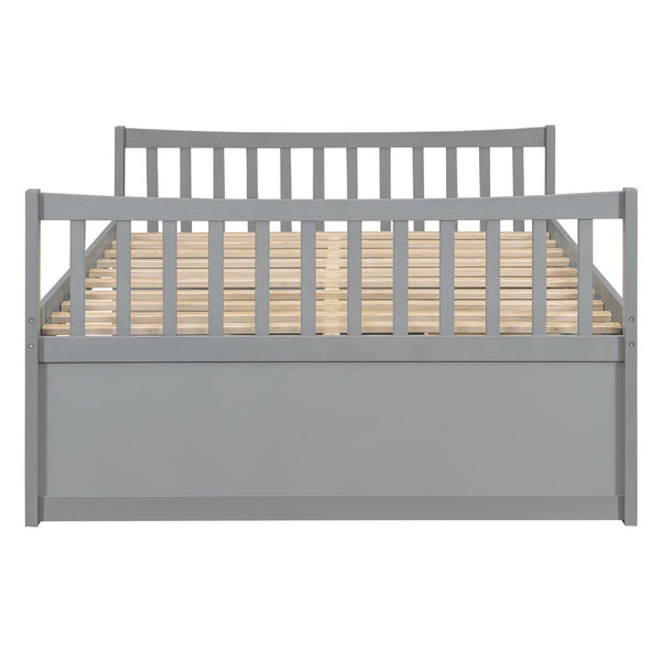 English Elm Full Size Daybed with Trundle Twin Pullout and Three Storage Drawers for Guest Rooms LP100341AAE