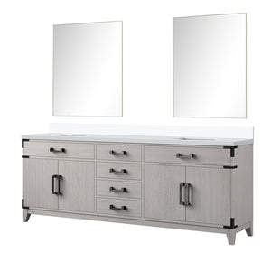 English Elm White Oak Double Bath Vanity With White Quartz Top, Soft-Close Drawers, And Matching Mirrors Included B2731S01626-GIGA