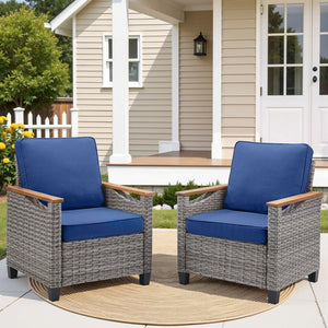 English Elm 73.2" Outdoor Handwoven Rattan 3 Seat Sofa with Olefin Cushions for Porch or Patio T3773P418282