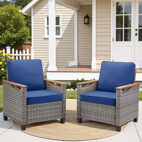English Elm 73.2" Outdoor Handwoven Rattan 3 Seat Sofa with Olefin Cushions for Porch or Patio T3773P418282