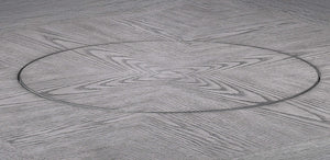 English Elm Dining Round-to-Square Counter Height Table with Built-In Lazy Susan, Wine Storage & Drop-Leaf Flexibility Gray 29 L x 28 W x 13 H B011S01875