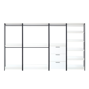 English Elm Fiona 143" W White Freestanding 4-Tower Walk-In Closet System — 8 Shelves, Eco Wood + Powder Metal Frame B040S00086