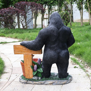 English Elm Outdoor Bear Planter Sculpture Hand Painted Resin Yard Statue for Garden Pathways W5398P455474
